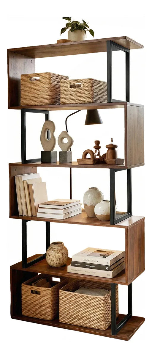 Biblioteca Decorativa en Forma de S – Estantería Minimalista para Hogar