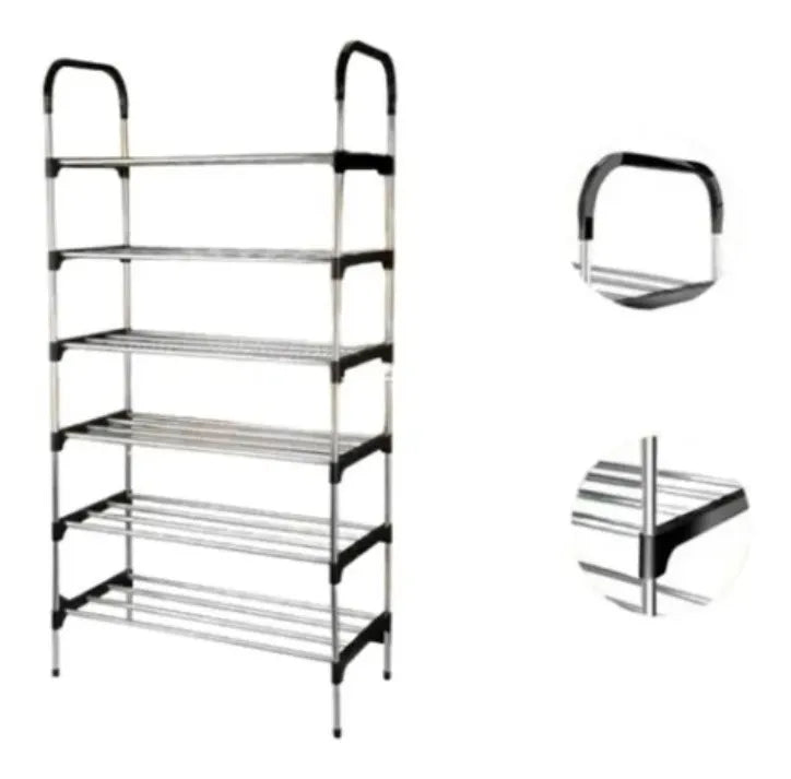 Gabinete Metálico Moderno 6 Niveles Organizador Zapatos Negro 18 Pares