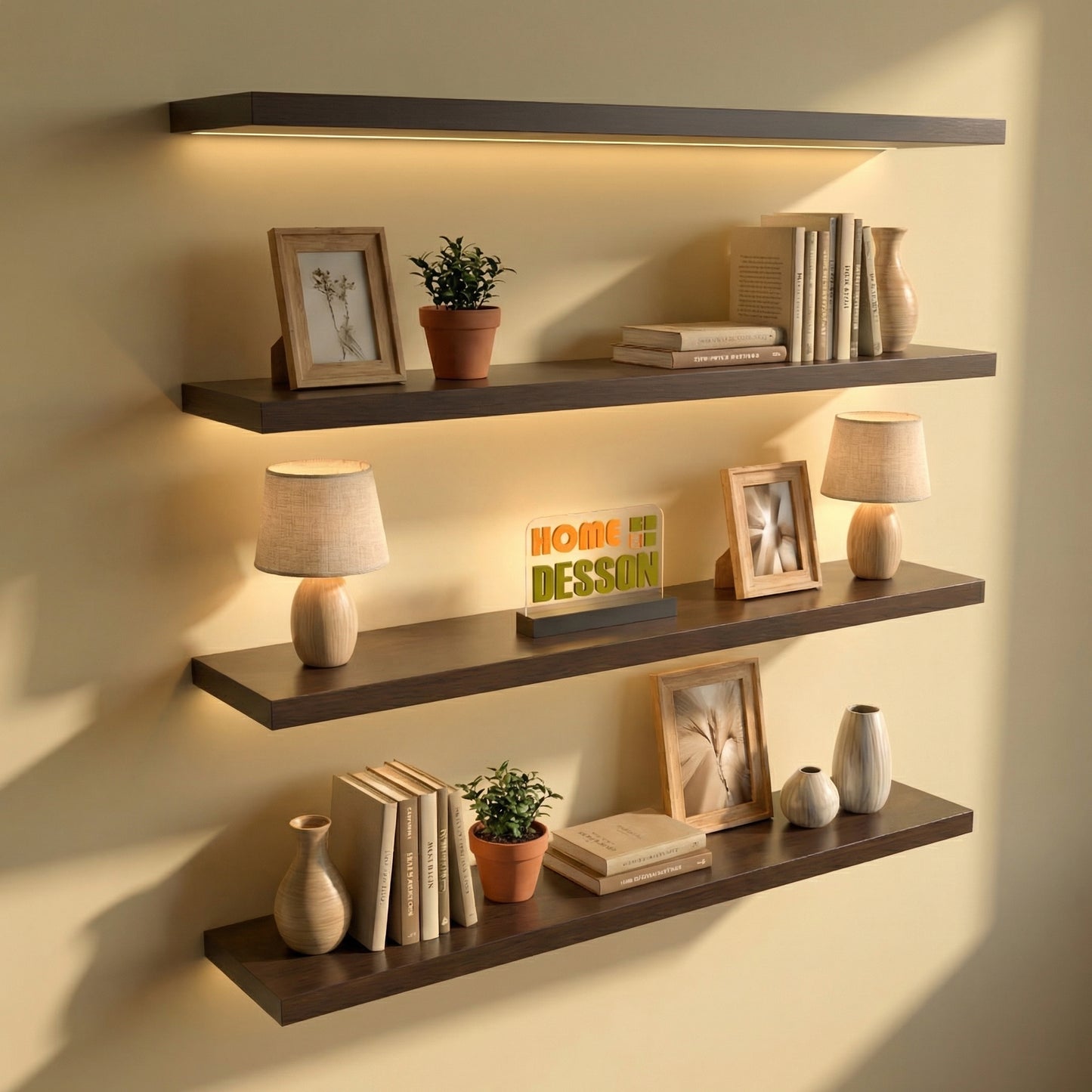 Repisas Flotantes 50 Cm X 10 Cm Set De 4 Decoracion Moderna