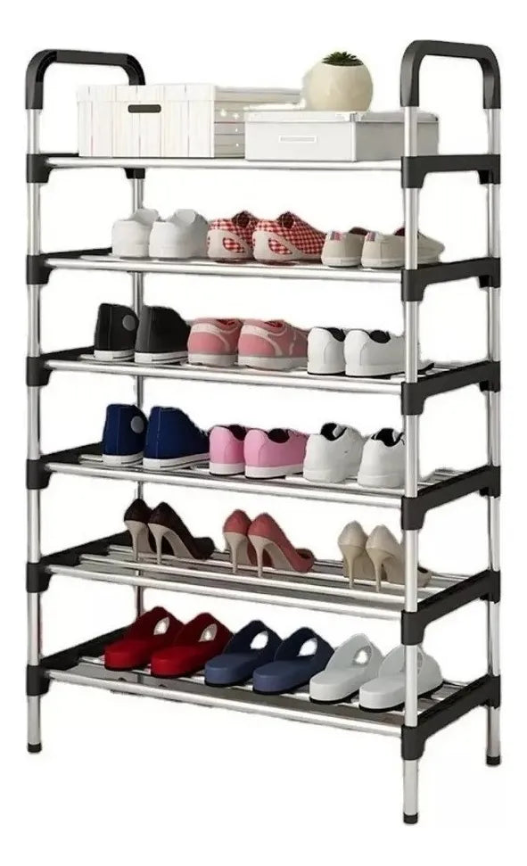 Gabinete Metálico Moderno 6 Niveles Organizador Zapatos Negro 18 Pares