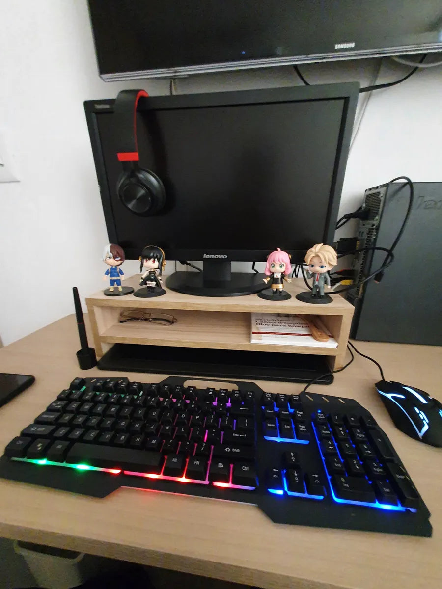 Soporte de Monitor en Madera Natural – Ergonómico y Elegante